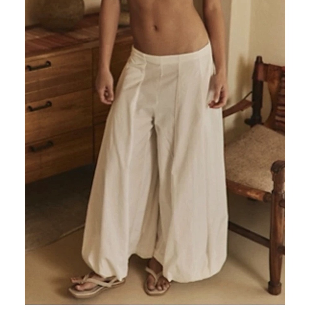 Free People Pants Free-est XS Wide Leg Barrel Balloon Lagenlook Boho Linen OP3-3